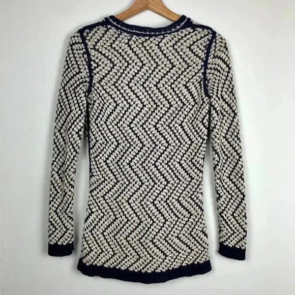 Tory Burch Sweater Crochet Knit Pullover Chevron Boho Chic Luxury Designer XS - Picture 5 of 5